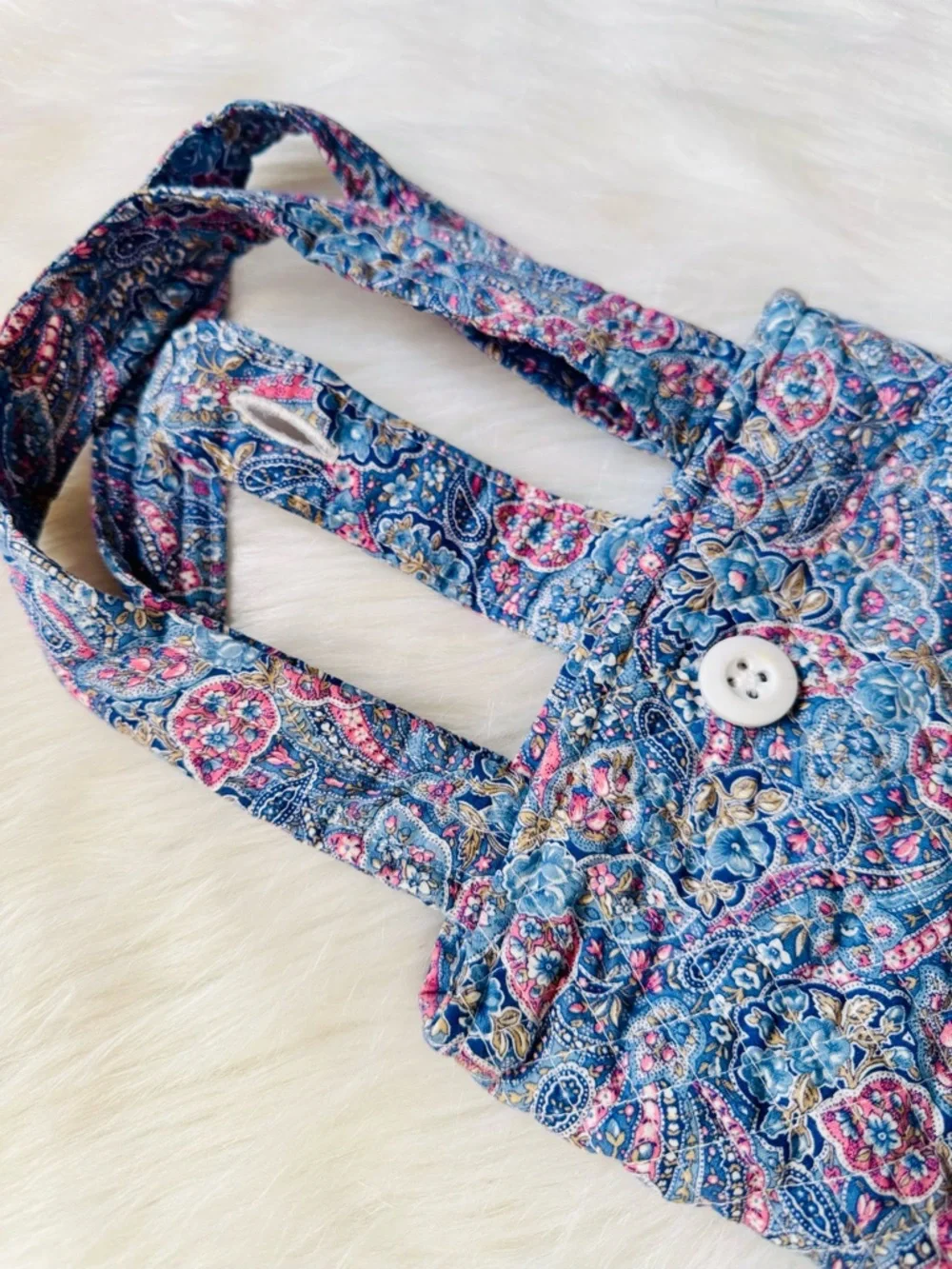 Vintage Inspired Paisley Quilted Mini Tote Lightweight Fabric‎ Bag